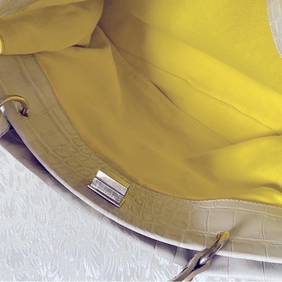 Claudia Firenze CROC EMBOSSED LARGE LEATHER TOTE BAG SATCHEL OFFICE TRAVEL Beige - Picture 6 of 13